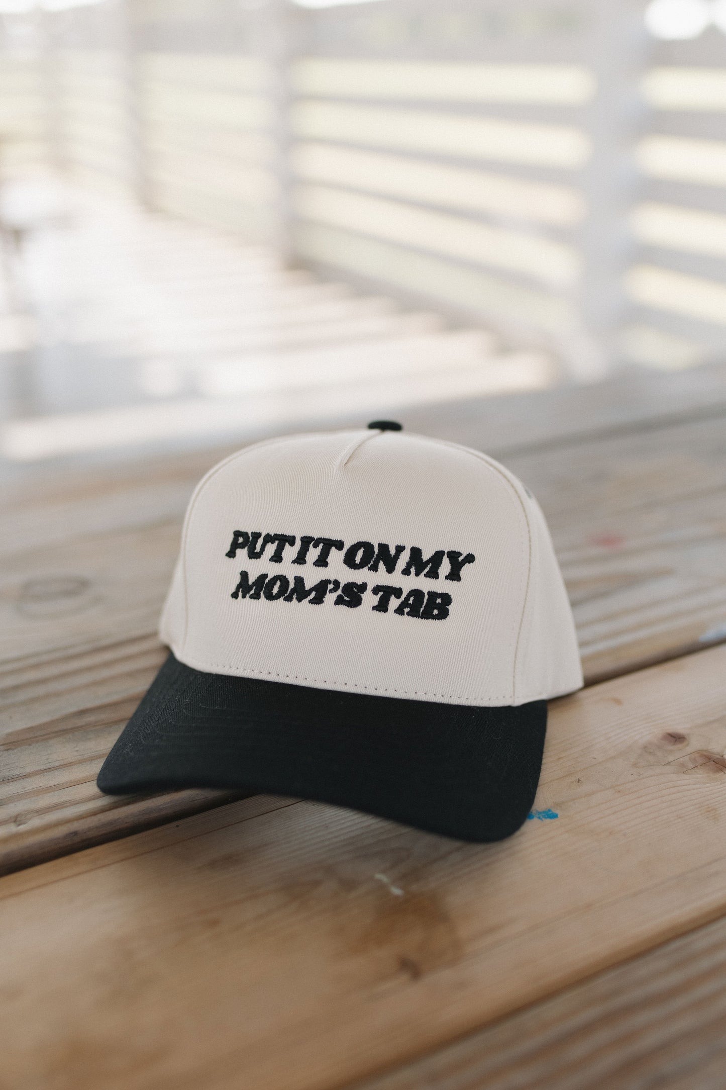 "MOM'S TAB" EMBROIDERED TRUCKER