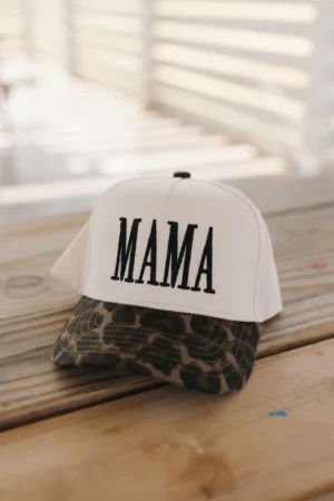 405moms-5792 "Mama" Embroidered Leopard Trucker