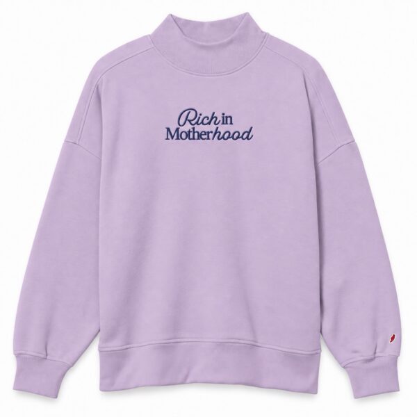 RICH IN MOTHERHOOD EMBROIDERED MOCK NECK