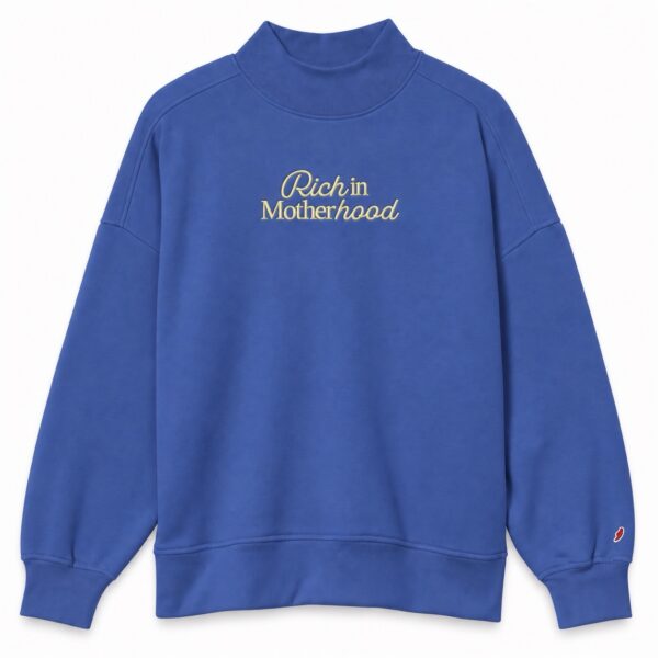 RICH IN MOTHERHOOD EMBROIDERED MOCK NECK